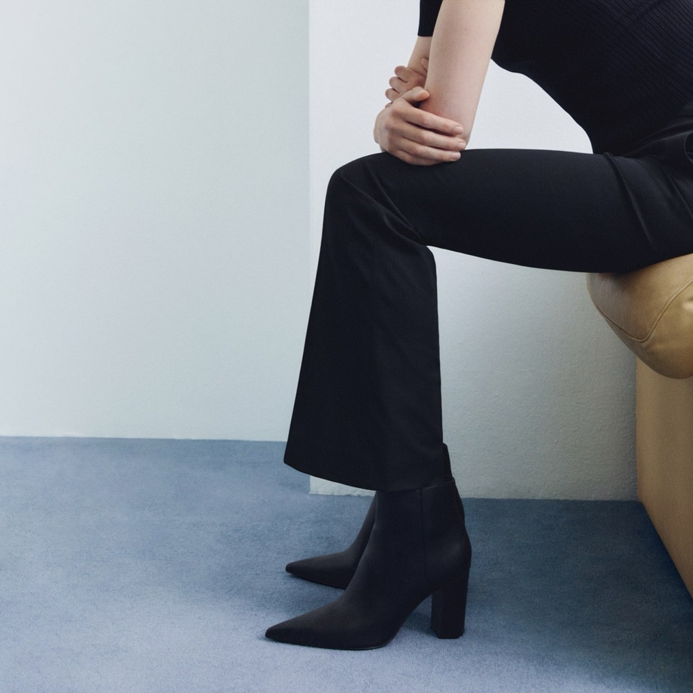 Mango Pointed Heel Black Ankle Booties - Picture 5 of 5